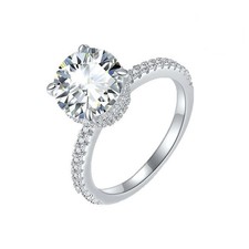 3ct Moissanite Solitaire Engagement Ring 925 Sterling Silver Pave Band picture
