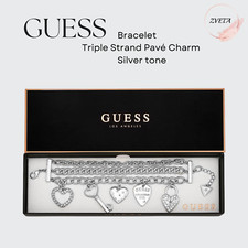 GUESS, Triple Strand Pavé Charm silver tone, Bracelet picture