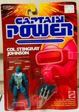 Mattel 1987 Captain Power vintage Col. Stingray Johnson clear blister nice picture