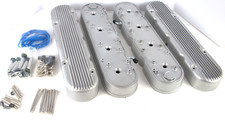 Satin Finned Cast Aluminum GM 2 Piece LS Valve Covers w/ Coil Mounts LS1 LS2 LS3 picture