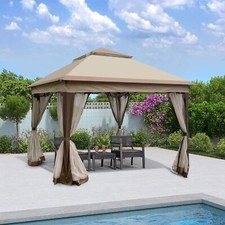 11x11 FT Pop Up 2-Tier Soft Top Gazebo Canopy with Zipper Netting for Garden picture