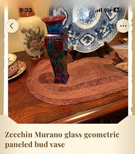 Zucchini Murano Art Glass Geometric Panelled Bud Vase Multicolor Murano Glass picture