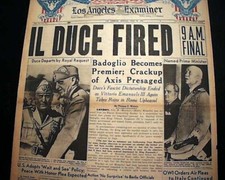 Great BENITO MUSSOLINI II Duce OUSTED Italy World War II 1945 WWII Newspaper picture