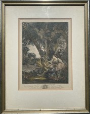 18th C French Hand Colored Engraving After Boucher La Chasse Beauvarlet picture