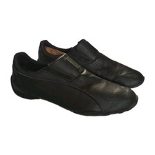 PUMA Vintage Black Leather Sneakers Sport Lifestyle Logo Men 10.5 Low Top 0913 picture
