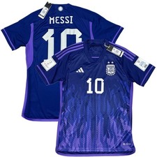 2022 Argentina Away Jersey #10 Messi Medium adidas World Cup Patches Soccer Kit picture