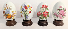 Avon - 1987 & 1988 Avon Porcelain Eggs - Set of 4 w/Wood Holders picture