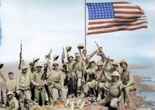 US Marines Iwo Jima Flag Colorized WW2 WWII 4x6 Re-Print #1026 picture