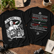 Vintage Macklemore Singer T-Shirt 2-Sided Protest Music Unisex Top picture