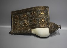 Real Tibet Vintage Old Buddhist Alloy Copper Conch Dungdkar Shankha Horn Trumpet picture