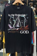 VNTG REMAKE  IN THE BEGINNING GOD ON A SHAKA HEAVYWEIGHT GARMET SHIRT 