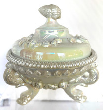 Vintage Westmoreland Argonaut Shell Iridescent Milk Glass Covered Candy Dish picture