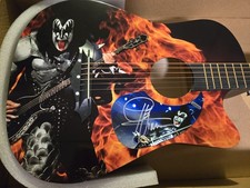 GENE SIMMONS SIGNED ACOUSTIC GUITAR AUTOGRAPHED COA KISS picture