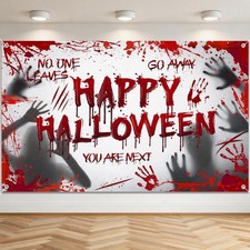 Avezano 6x3.6ft Happy Halloween Banner Blood Splatter Backdrop 6 x 3.6 ft, Red picture