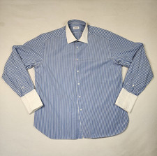 Brioni French Cuff Luxury Button Up Shirt Mens Large 18 Striped picture