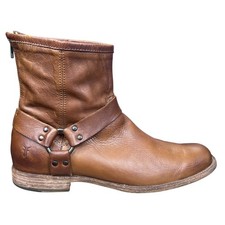 Frye Men’s Phillip Harness Tan Leather Boots Size 12 D picture