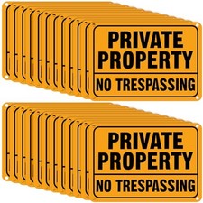 Yaocom 24 Pcs No Trespassing Signs 7''x10'', Yellow, Black picture