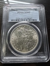 1898-O Morgan Silver Dollar PCGs MS62Blue Label Case  Bright White picture