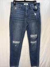 JBD Just Black Denim TAPERED LEG JEANS Destroyed Rips ANKLE Skinny STRETCH sz 28 picture