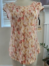 NWT Emaline Women’s SMALL Multicolor Cap Sleeve Top $39 picture