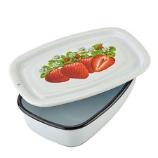 Novomoskovsk Strawberry Enamel Kitchen Storage Container Enameled Bowl 1.1 qt picture