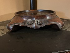Antique Hand Carved Rosewood or Hongmu Square Vase Stand & Ruyi Head Feet picture