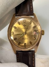 Vintage Jovial De Luxe 21 Jewels Swiss 34mm Gold Plated Date Watch Boxed 1960s picture