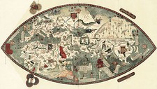 Genoese World Map 1457 Antique Reprint Historic Atlas Old Replica Art Print picture