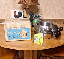 West Bend Penguin Hot&Cold Server2 Qt Vintage15055 Chrome Stainless Lid With Box picture
