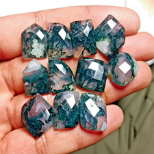 11 pcs Natural Moss Agate Gemstone Faceted Cabochon Loose Gemstone  105.5 Ct picture