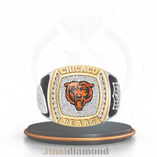 Chicago Bears 1/2 CT Diamond Two-Tone Yellow Gold & 925 Silver Championship Ring picture