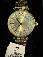 Emporio Armani AR11608 Women’s 32mm Gold Tone Crystal Dial Quartz Watch Box Tag picture