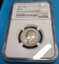 1932 S Washington Quarter .25C NGC XF45 Key Date First year MD Taylor Collection picture