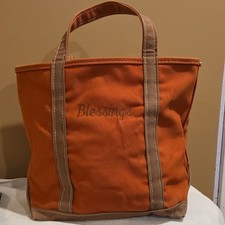 Vintage L.L. Bean Boat and Tote Canvas Bag Rust/ Burnt Orange Brown Made In USA picture