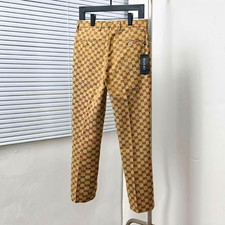 Gucci GG Monogram Logo Dress Pants Beige/Brown Regular Fit Size 31 Waist 31 picture