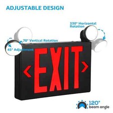 8 Pack Black Exit Sign with Emergency Lights, 2 LED Adjustable Heads picture