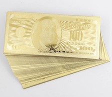 Wholesale Lot 100 Pcs Gold Foil $100 Dollar Design US Banknotes Craft Novelty picture