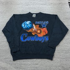 VTG Dallas Cowboys Sweatshirt Large Black Spellout Big Graphic 1994 Motion 90s picture