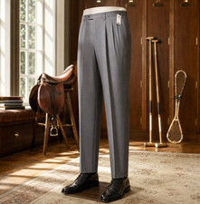 Brioni Sport Men's 38L IT 56 Gray Wool Mohair Linen Triple Pleat Dress Pants NWT picture