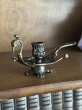 Vintage Italian Brass Peacock Chamberstick Candle Holder Made in Italy picture