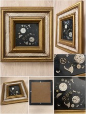 Vintage Watch Parts Shadow Box Art Framed Mechanical Timepiece Steampunk Decor picture