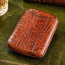 Exceptional Large English Antique Victorian Crocodile Leather Cigar Case picture
