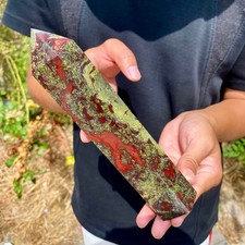 1.4LB Natural dragon blood stone crystal pillar obelisk meditation healing stone picture