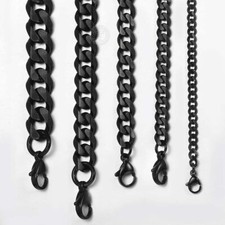 3/5/7/9/11mm Mens Black Stainless Steel Cuban Curb Link Chain Necklace 18-26
