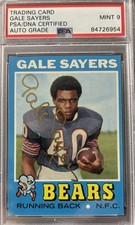 Gale Sayers PSA 9 Signed 1971 Topps Football On Card Auto GOLD INK picture