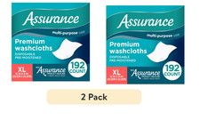 (2 PACK) Premium Disposable Washcloths Pre-Moistened Body Wipes, 192 Count, XL picture