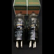 Nice Pair SYLVANIA JAN CHS 80 VT-80 Rectifier Radio Amp VACUUM TUBES P.1181 picture