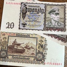 THIRD REICH CURRENCY Erwin Rommel - 20 Reichs Mark (one banknote, cotton paper) picture