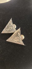 Sterling Silver Western Collar Tips Hand Stamped Southwestern Shirt Collar Corne picture