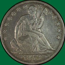 1853-O Arrows & Rays Seated Liberty Half Dollar Extremely Fine XF Cleaning 40394 picture